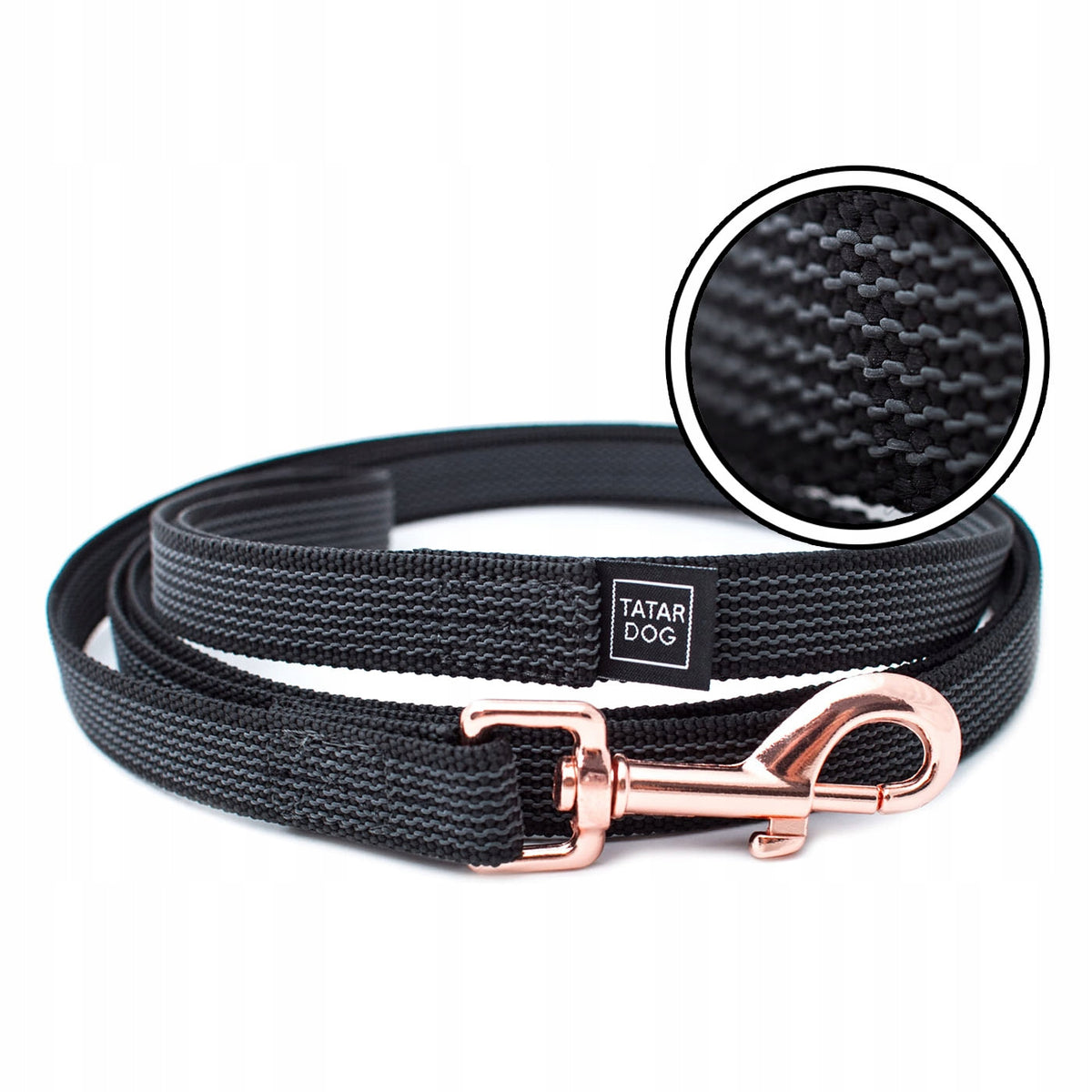 DOG leash, training tape, STRONG, BLACK, 3 m Brand Tatar Dog
