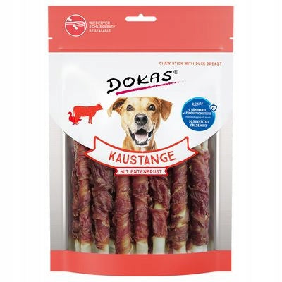 DOKAS ROLLS with DUCK teether dog treat BEEF LEATHER with DUCK 190g