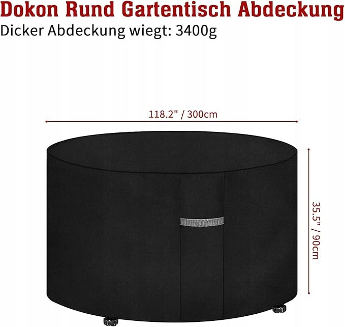 DOKON Round cover for garden furniture, Oxford fabric 600D Ø 300x90cm EAN (GTIN) 0725414777033