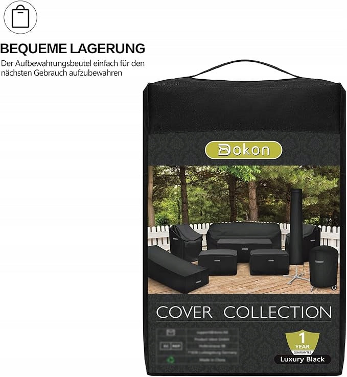 DOKON Round cover for garden furniture, Oxford fabric 600D Ø 300x90cm Manufacturer code 30090cmGreen