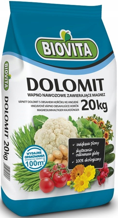 DOLOMITE FERTILIZER LIME 20kg + MAGNESIUM DEACIDIFIES THE GROUND LAWNS GARDEN