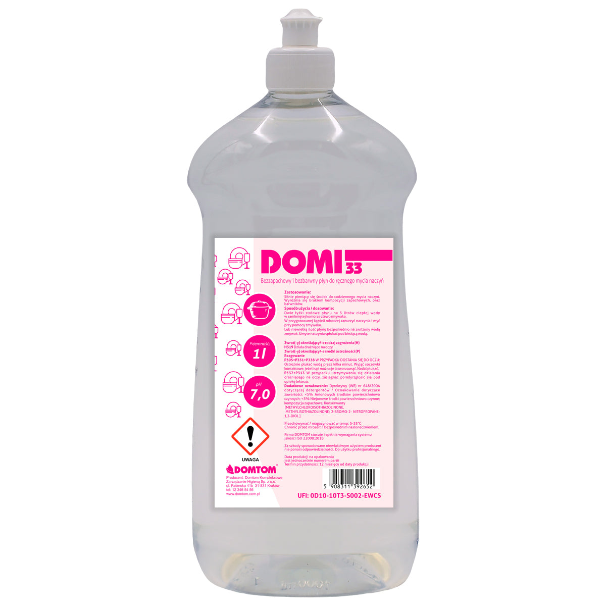 DOMI 33 Unscented Dishwashing Liquid 1L