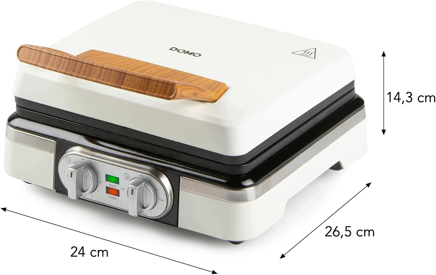 DOMO TO9280W DOUBLE WAFFLE MAKER BELGIAN WAFFLES 1520W TIMER WHITE Brand Domo