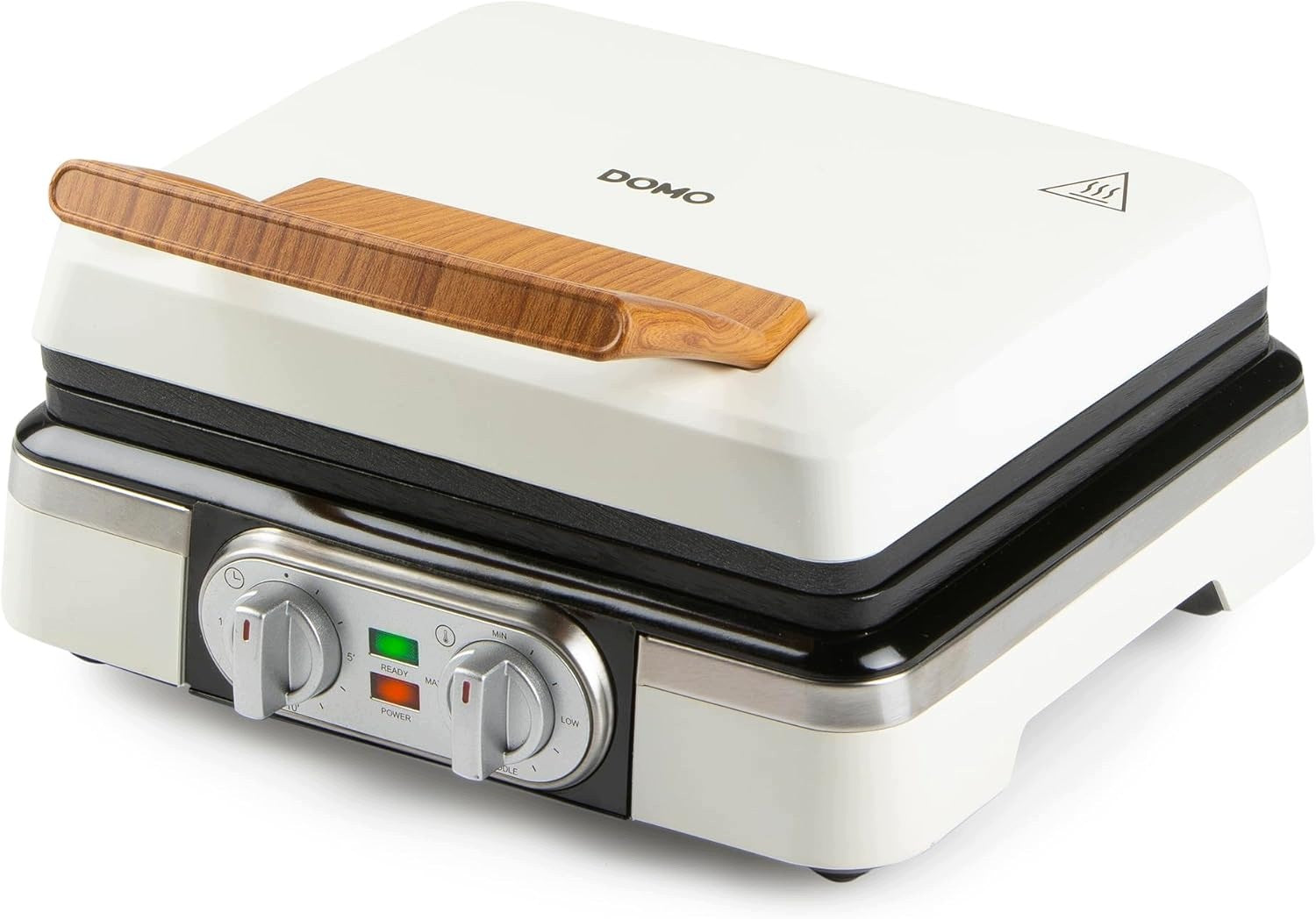 DOMO TO9280W DOUBLE WAFFLE MAKER BELGIAN WAFFLES 1520W TIMER WHITE