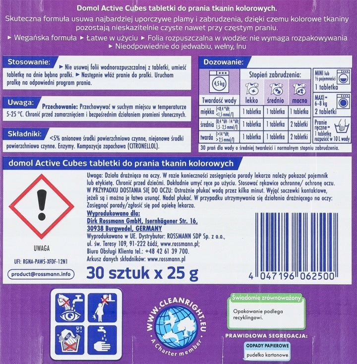DOMOL TABLETS FOR WASHING COLORED FABRICS 30 PCS Trade name other