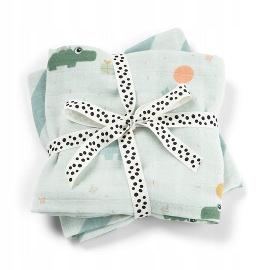 DONE BY DEER Organic Cotton Diapers 65x65cm Celebration Blue Medical device no