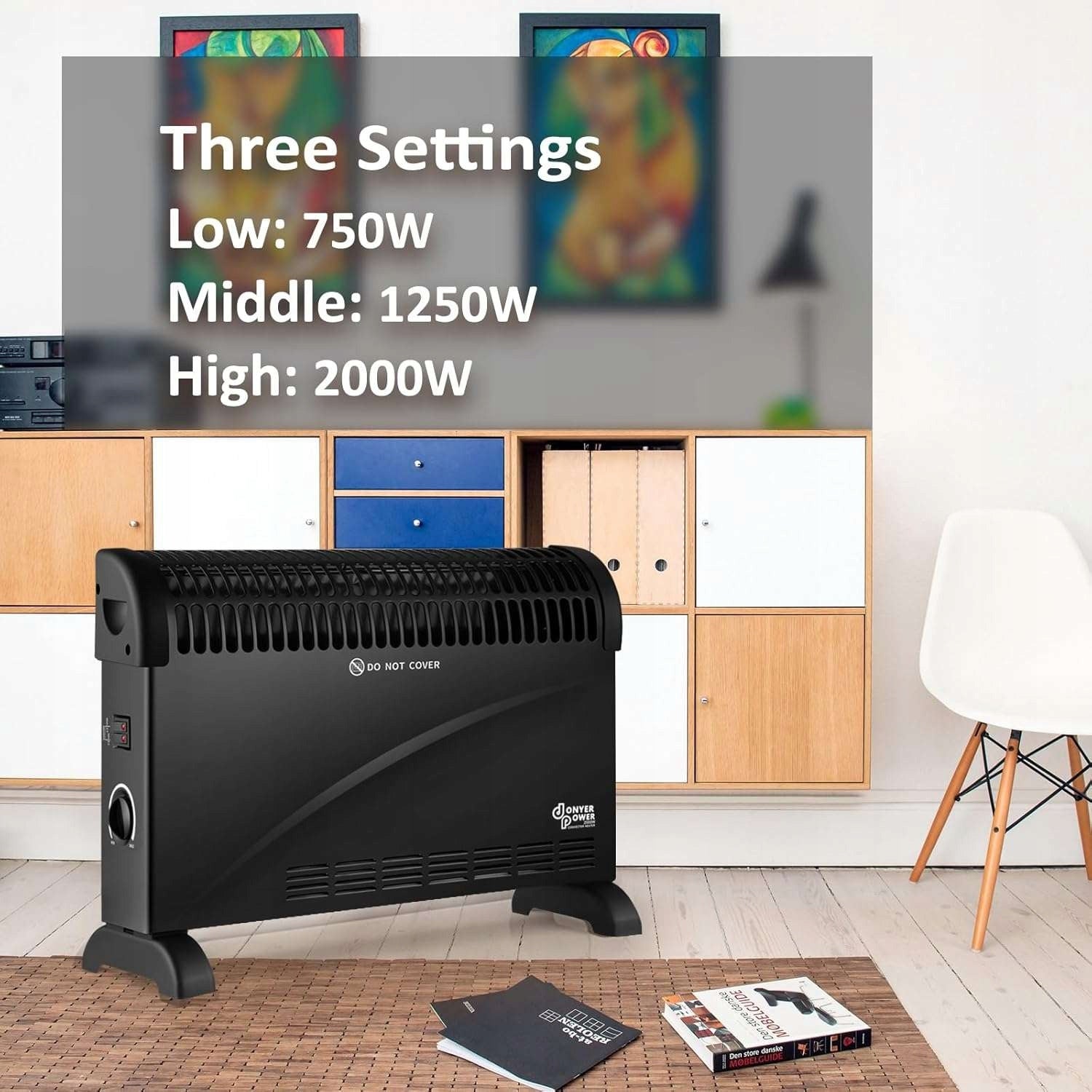DONYER POWER Convector Heater 2000 W BLACK Packaging status original