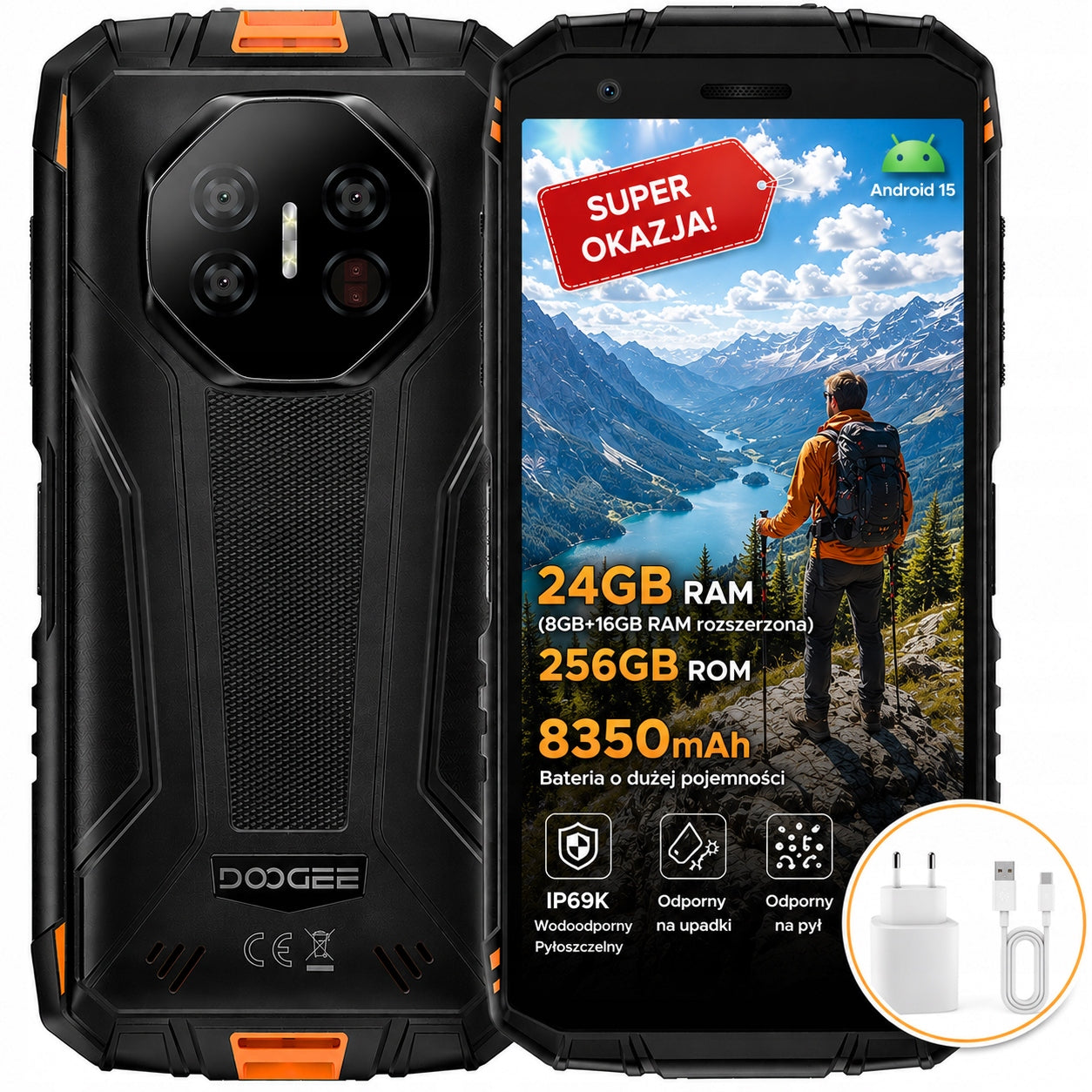 DOOGEE Fire3Ultra Resistant Smartphone 8350mAh24+256GB IP69K/4G LTE/WATERPROOF