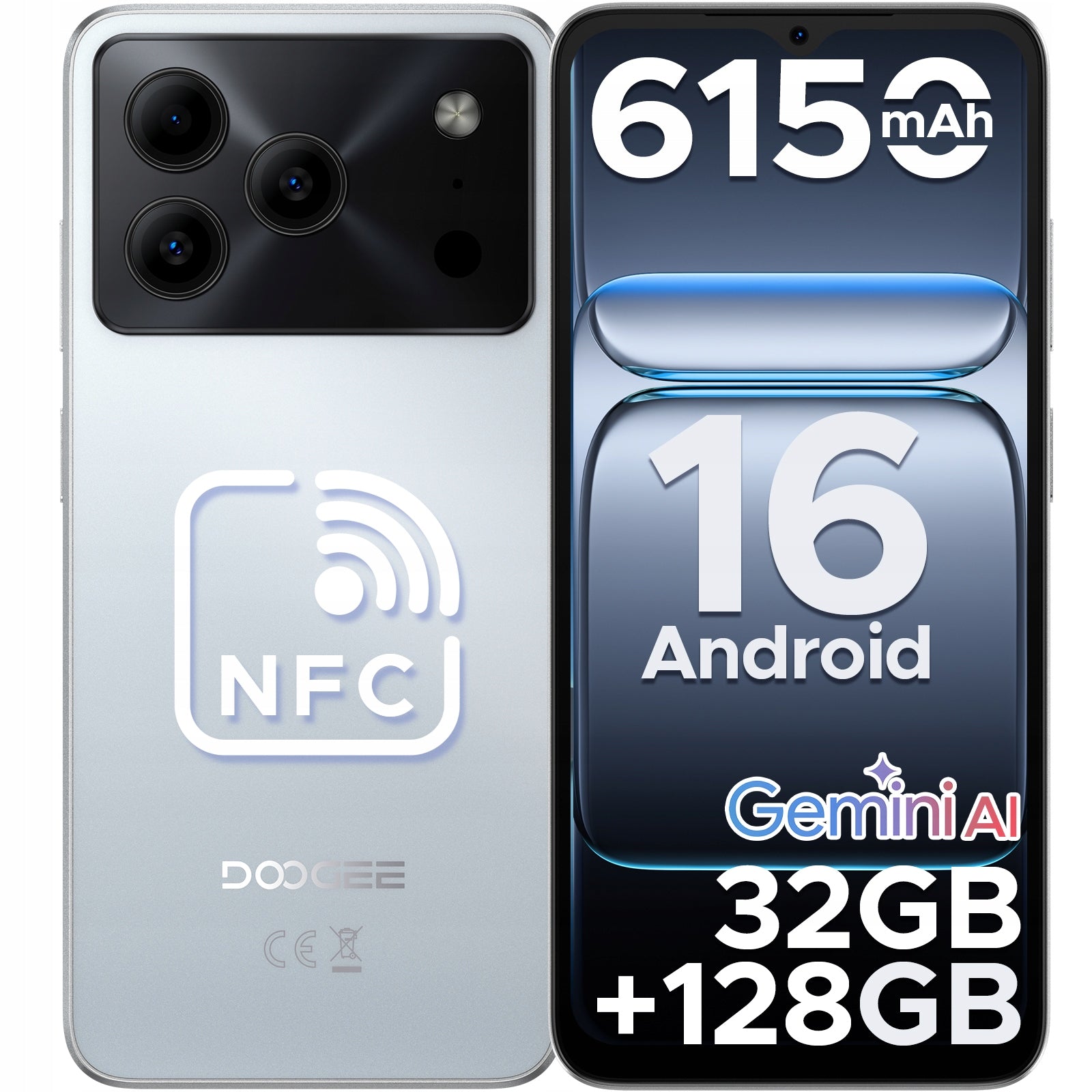 DOOGEE NOTE56PRO Android16 Smartphone 32+128GB 6150mAh 6.56"HD WiFi/GPS/NFC