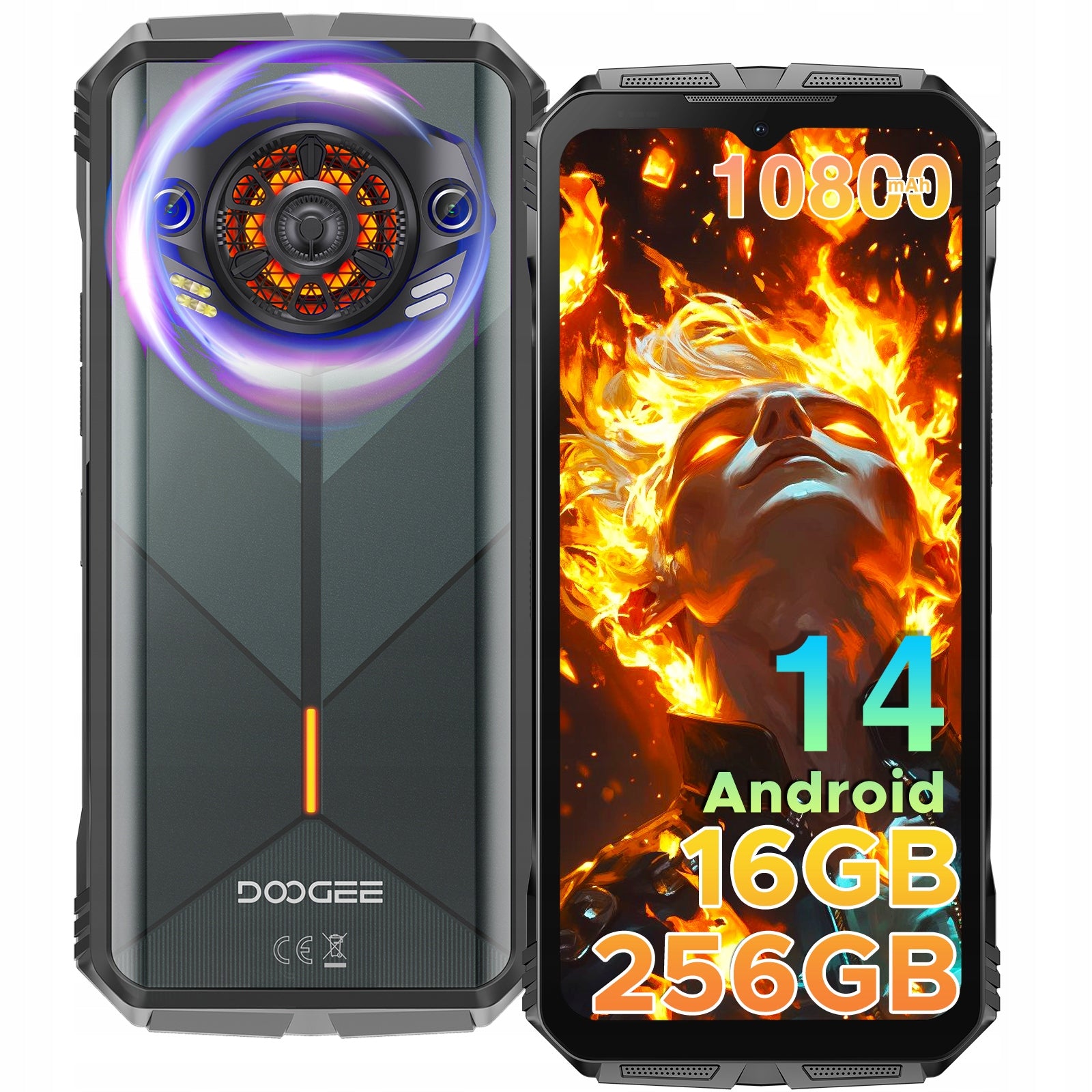 DOOGEE S PUNK PANCERNY Smartphone 16/256GB 10800mAh 6.58"FHD+ NFC Android 14