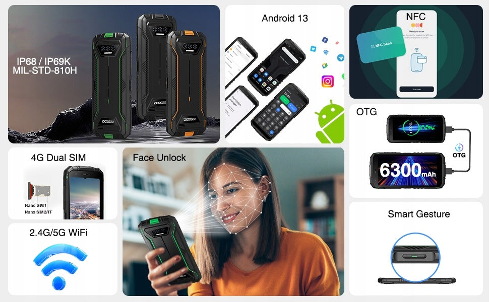 DOOGEE S41Max Smartfon Pancerny IP68 IP69K 4G LTE Dual SIM 6+256GB 6300mAh Headphones included no