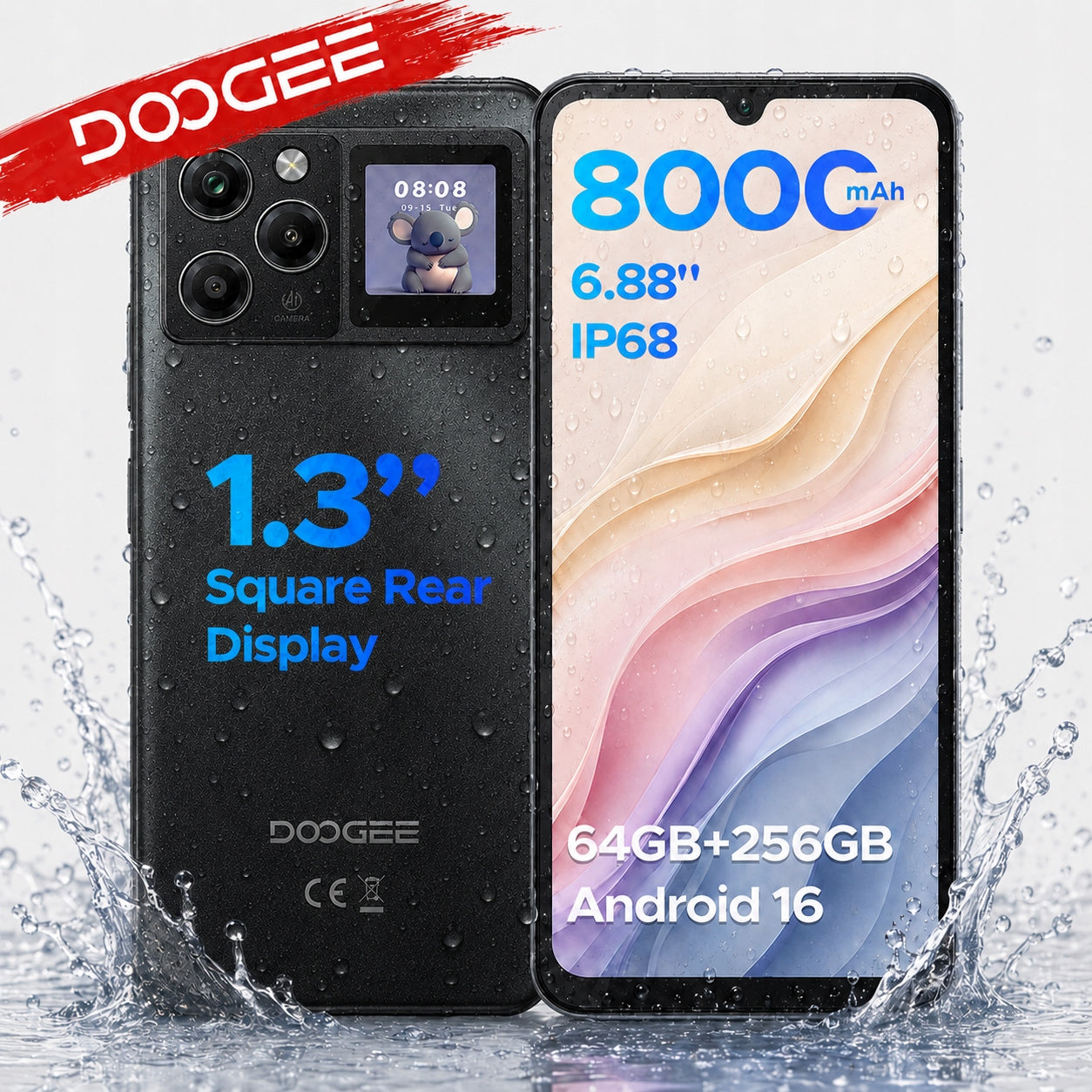 DOOGEE Smartphone M30Pro 6.88"IP68W 8000mAh 64+256GB Android16 4G SIM NFC GPS