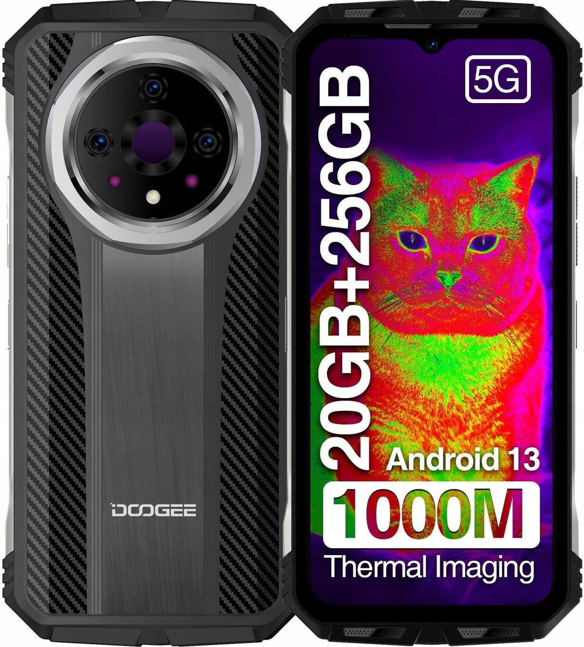 DOOGEE V31GT 5G 12/256GB – NIGHT VISION THERMAL VISION 10800 mAh 66W NFC 120 Hz Manufacturer code V31GT-SLIVER