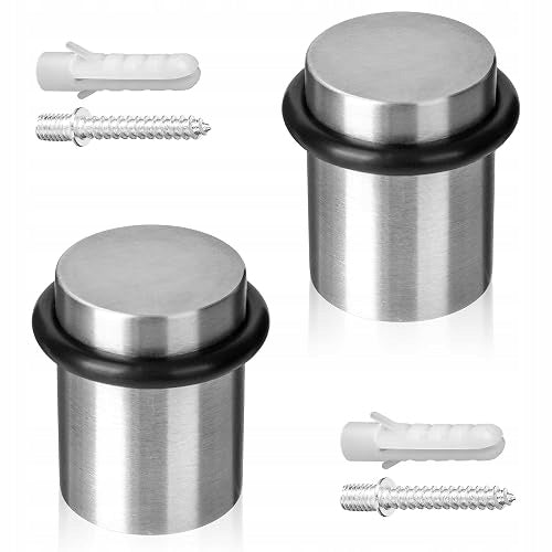 DOOR BUMPER STAINLESS STEEL BRUSHED TO SCREW SET OF 2