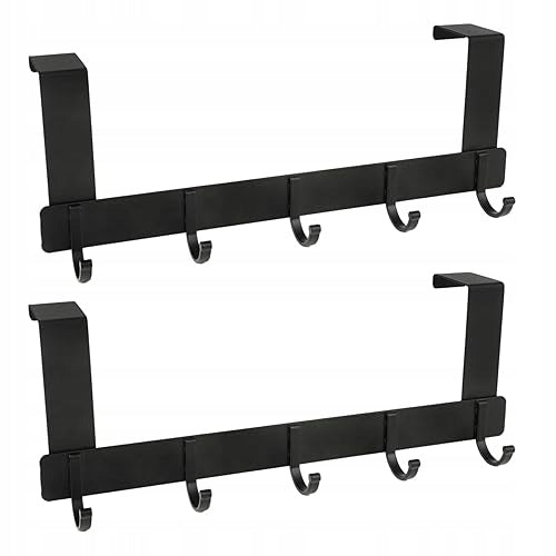 DOOR HANGER 5 HOOKS BLACK STAINLESS STEEL MINIMALIST CHILD'S ROOM