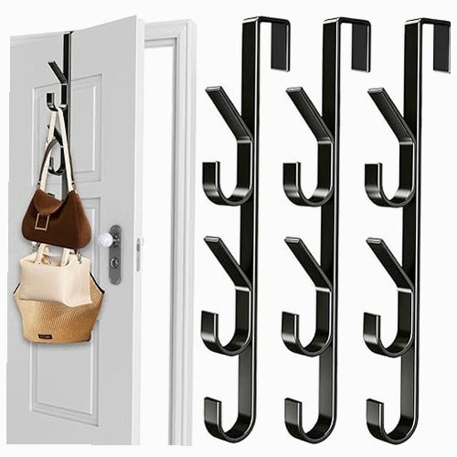 DOOR HANGER WITH 5 CARBON STEEL VERTICAL HOOKS SET OF 3PCS
