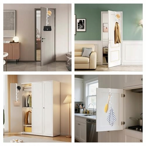DOOR HANGER WITH 5 HOOKS STAINLESS STEEL SET OF 4 STEEL Brand no brand
