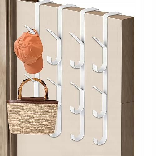 DOOR HANGER WITH 5 HOOKS STAINLESS STEEL SET OF 4 STEEL