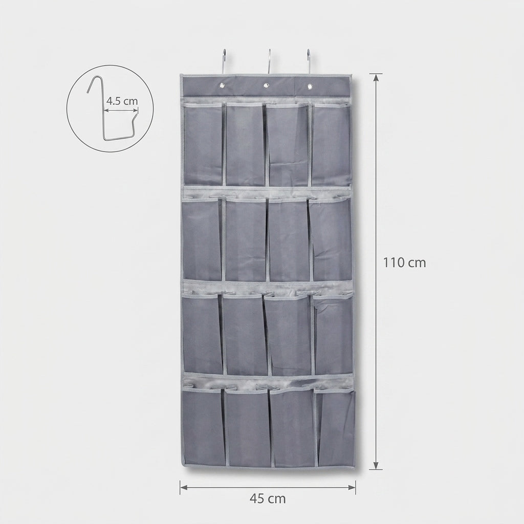 DOOR HANGING ORGANIZER grey 45x110cm 16 compartments for small items Packaging status original