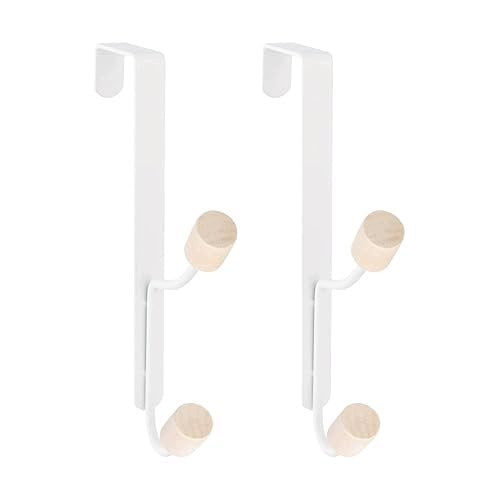 DOOR HOOKS WITHOUT DRILLING METAL DOUBLE WHITE 2 PCS METAL