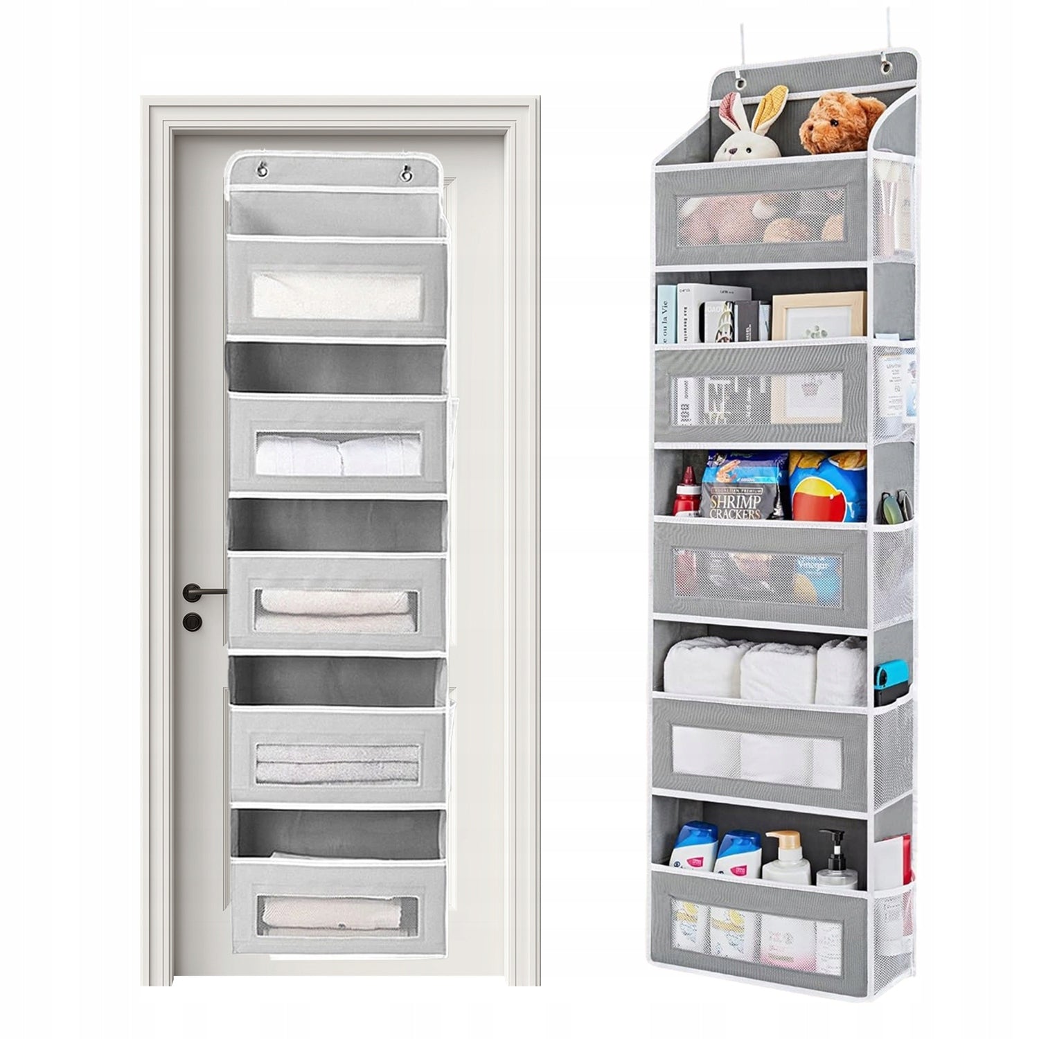 DOOR ORGANIZER HANGING FOR CLOSET 5 SHELVES POCKETS TOY BASKET
