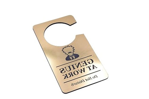 DOOR SIGN GENIUS AT WORK DO NOT DISTURB GOLDEN GIFT FOR HOME