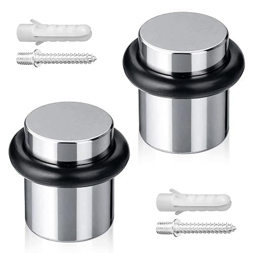 DOOR STOP FLOOR BUMPER STAINLESS STEEL CHROME 2 PCS STEEL