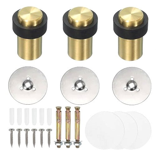 DOOR STOP METAL STEEL FOR FLOOR SET OF 3 PIECES 60MM
