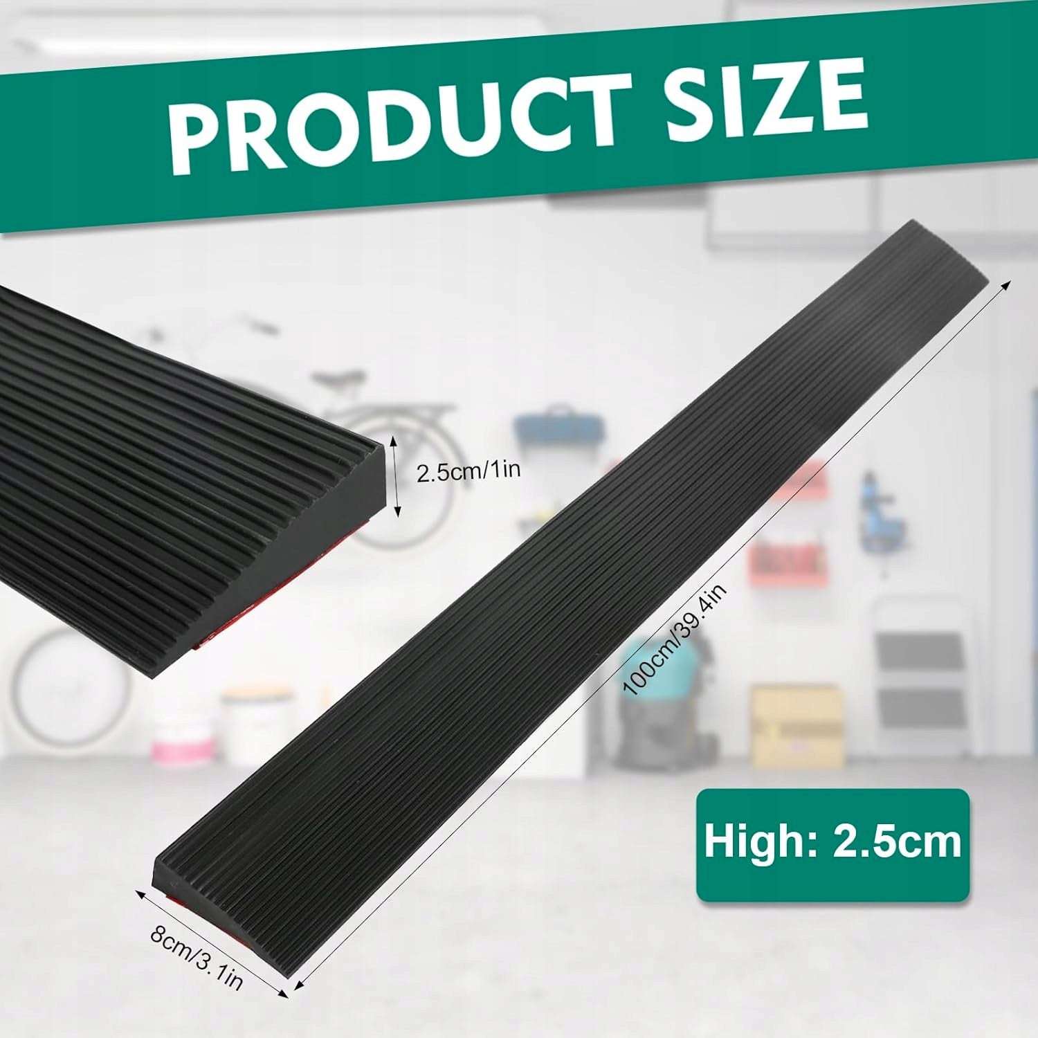 DOOR THRESHOLD RAMP RUBBER SELF-ADHESIVE LONG 1M WIDTH 8CM 800 KG Brand Mi