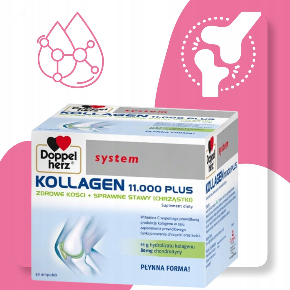 DOPPELHERZ KOLLAGEN 11000 plus Kollagen System 25 ml x 30 ampoules Name Doppelherz Kollagen