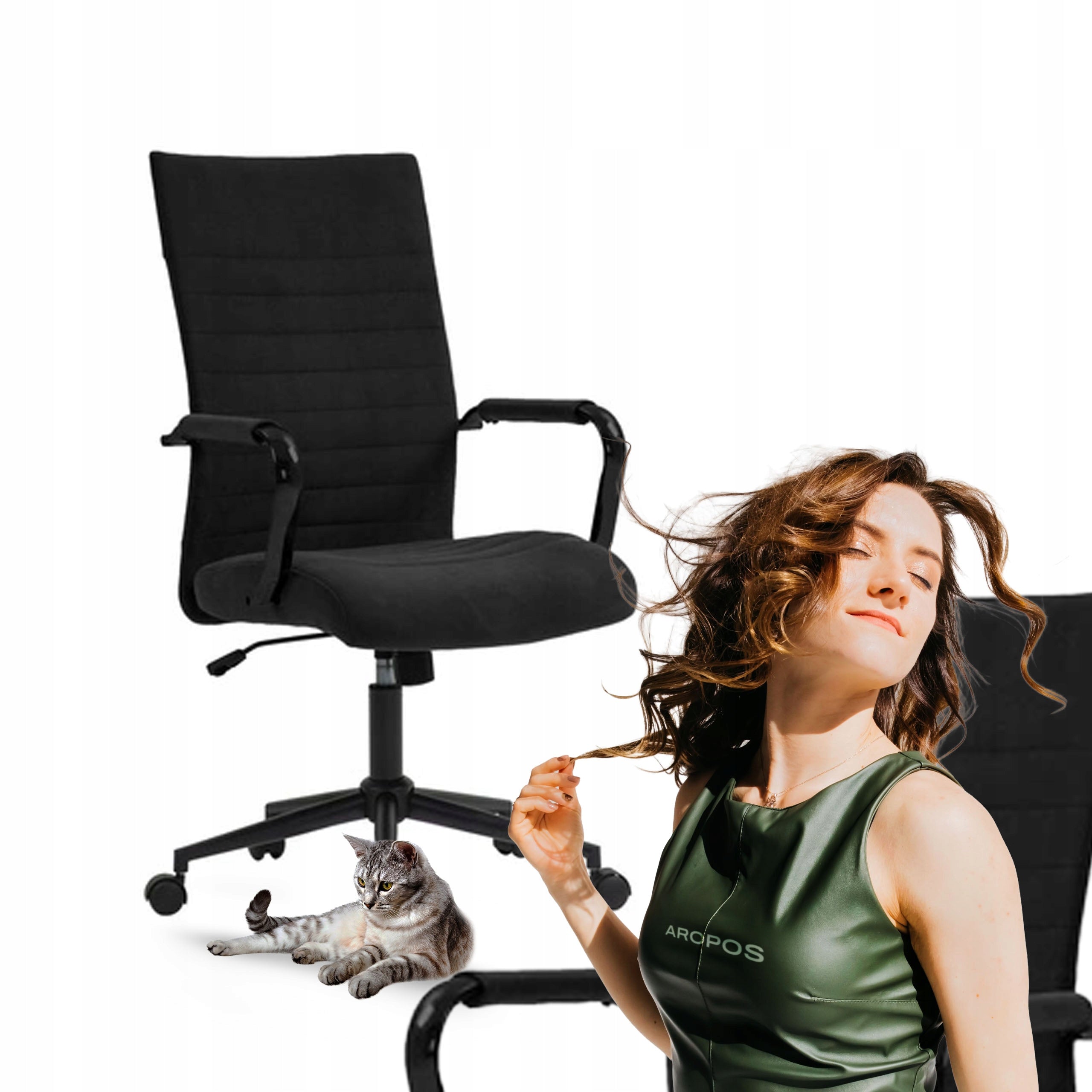 DORIAN office chair in black fabric on black frame