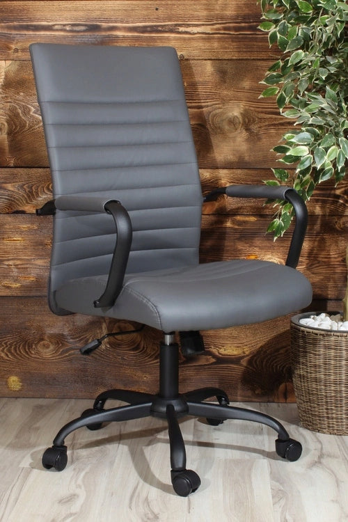 DORIAN office chair in grey eco-leather on black frame Manufacturer code aropos1.pl-674-0