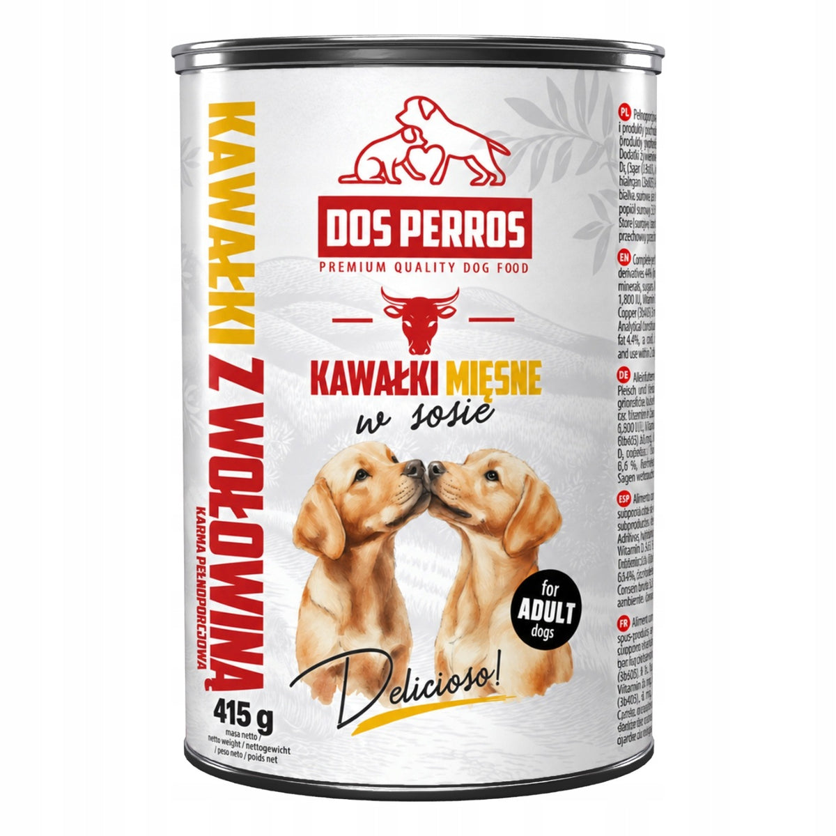 DOS PERROS Wet Dog Food Beef Can 415g Pieces in Sauce