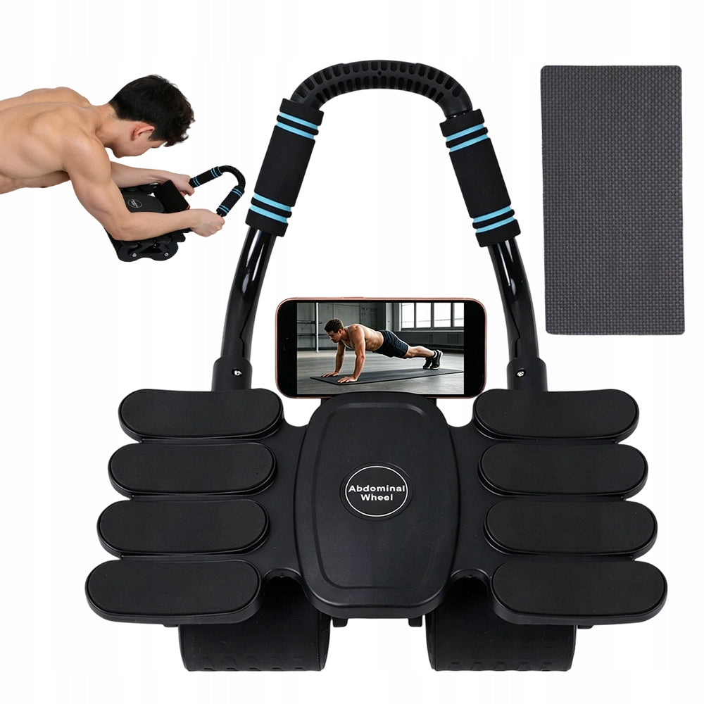 DOUBLE ABS WHEEL WITH ELBOW SUPPORT UP TO 100KG – ABDOMINAL TRAINING BLACK