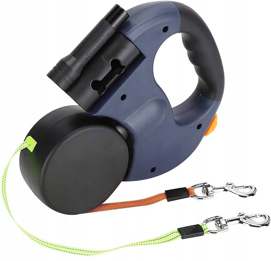 DOUBLE AUTOMATIC LEASH FOR TWO DOGS 3M WITH LED