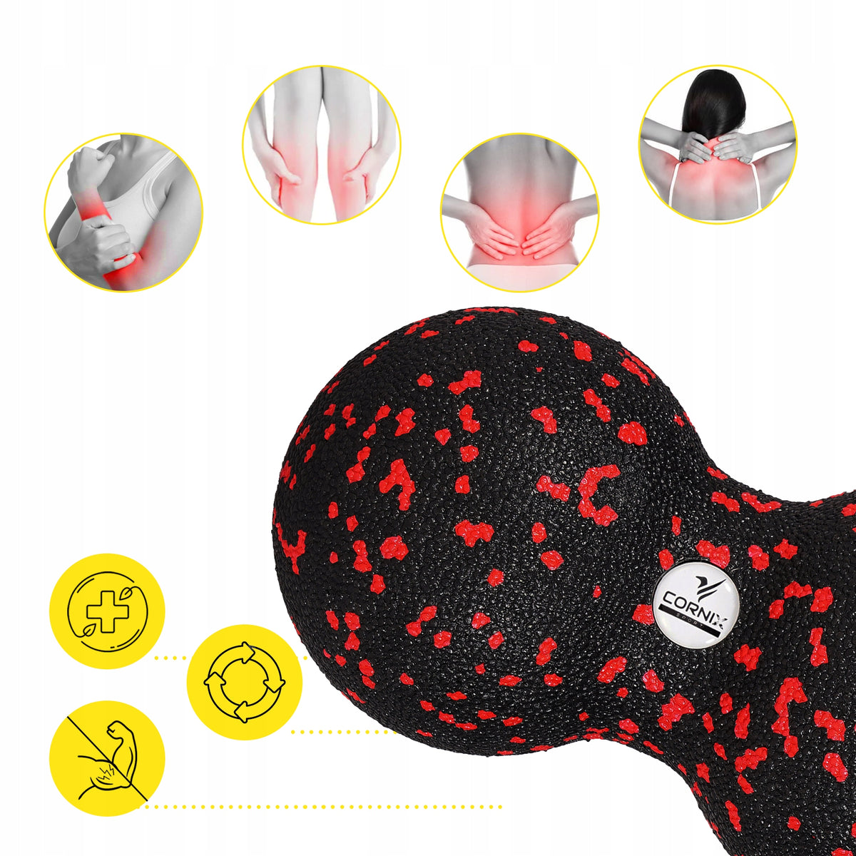 DOUBLE BALL CORNIX MASSAGE BALL ROLLER FOR MUSCLES HARD EPP 8CM Brand Cornix