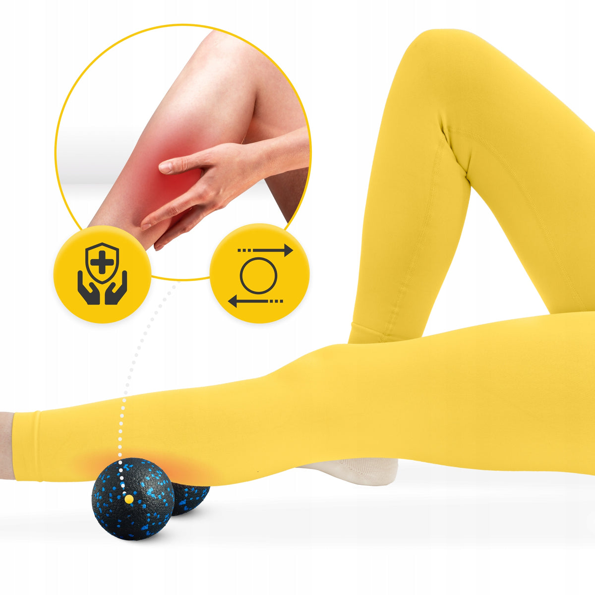 DOUBLE BALL MASSAGE ROLLER FOR MUSCLES MEDIUM HARDNESS EPP 8CM Brand 4FIZJO
