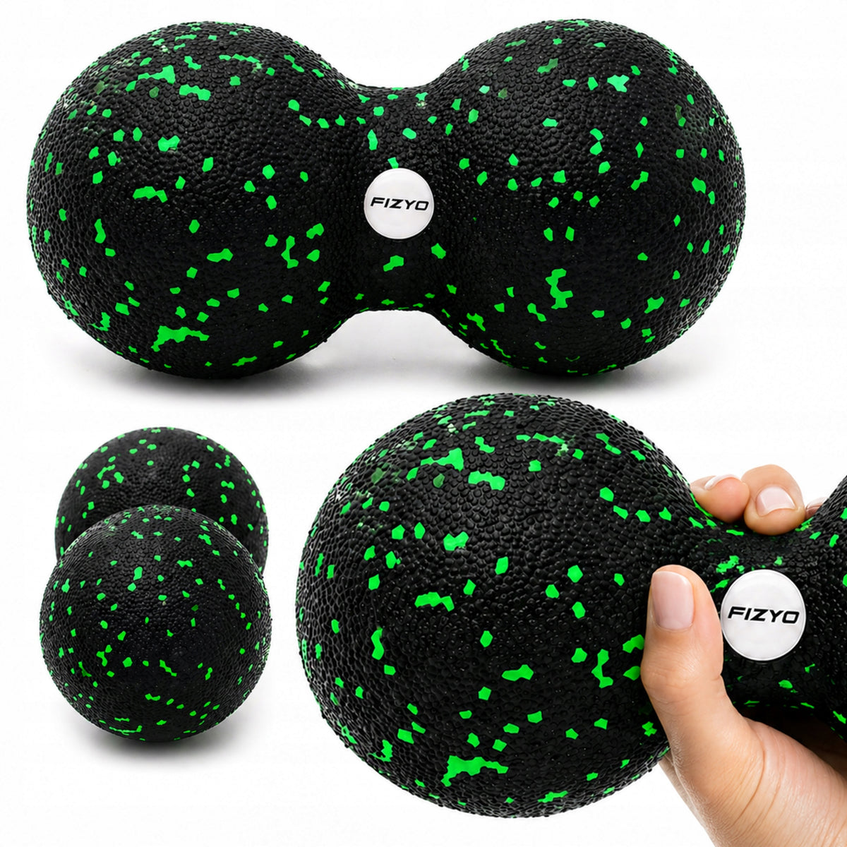 DOUBLE BALL MASSAGE ROLLER FOR MUSCLES MEDIUM HARDNESS EPP 8CM