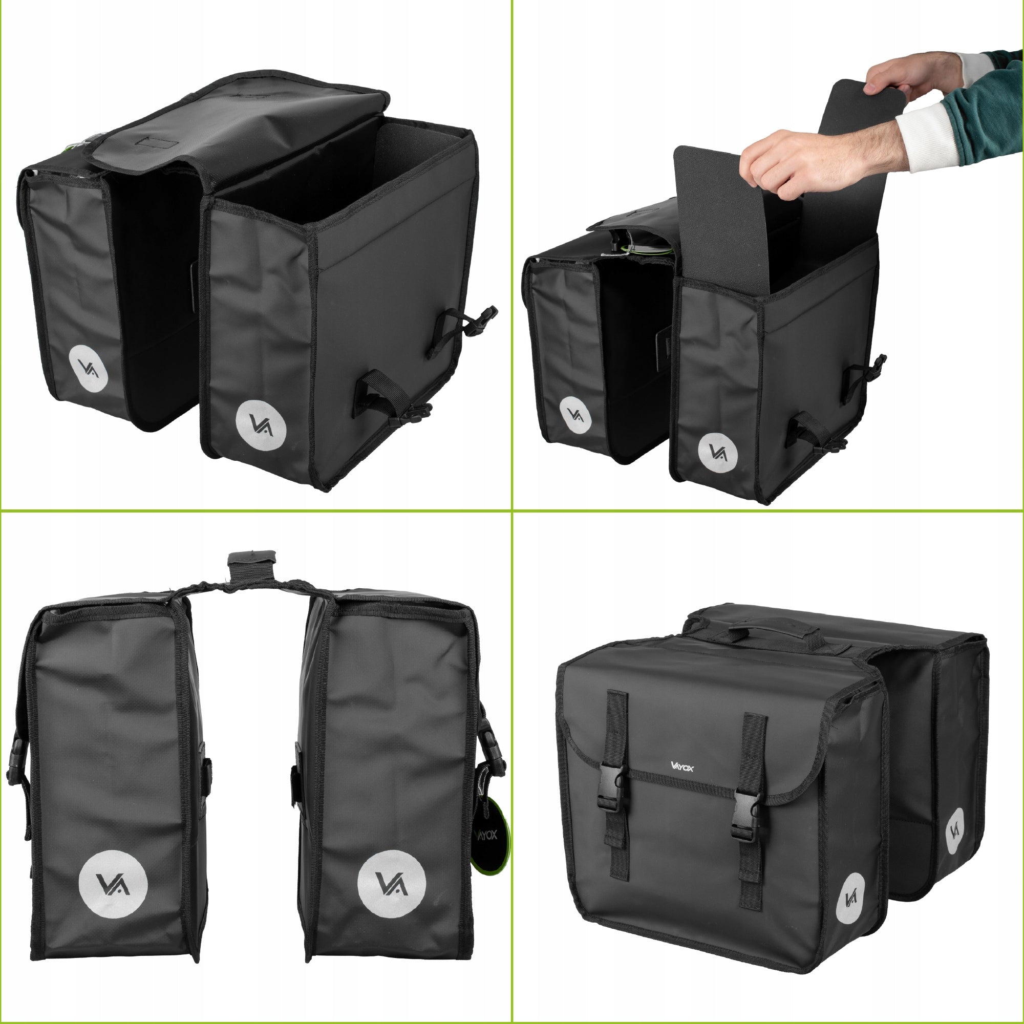 DOUBLE BICYCLE POUCH FOR REAR RACK CAPACIOUS WATERPROOF 29L VAYOX Kind rear