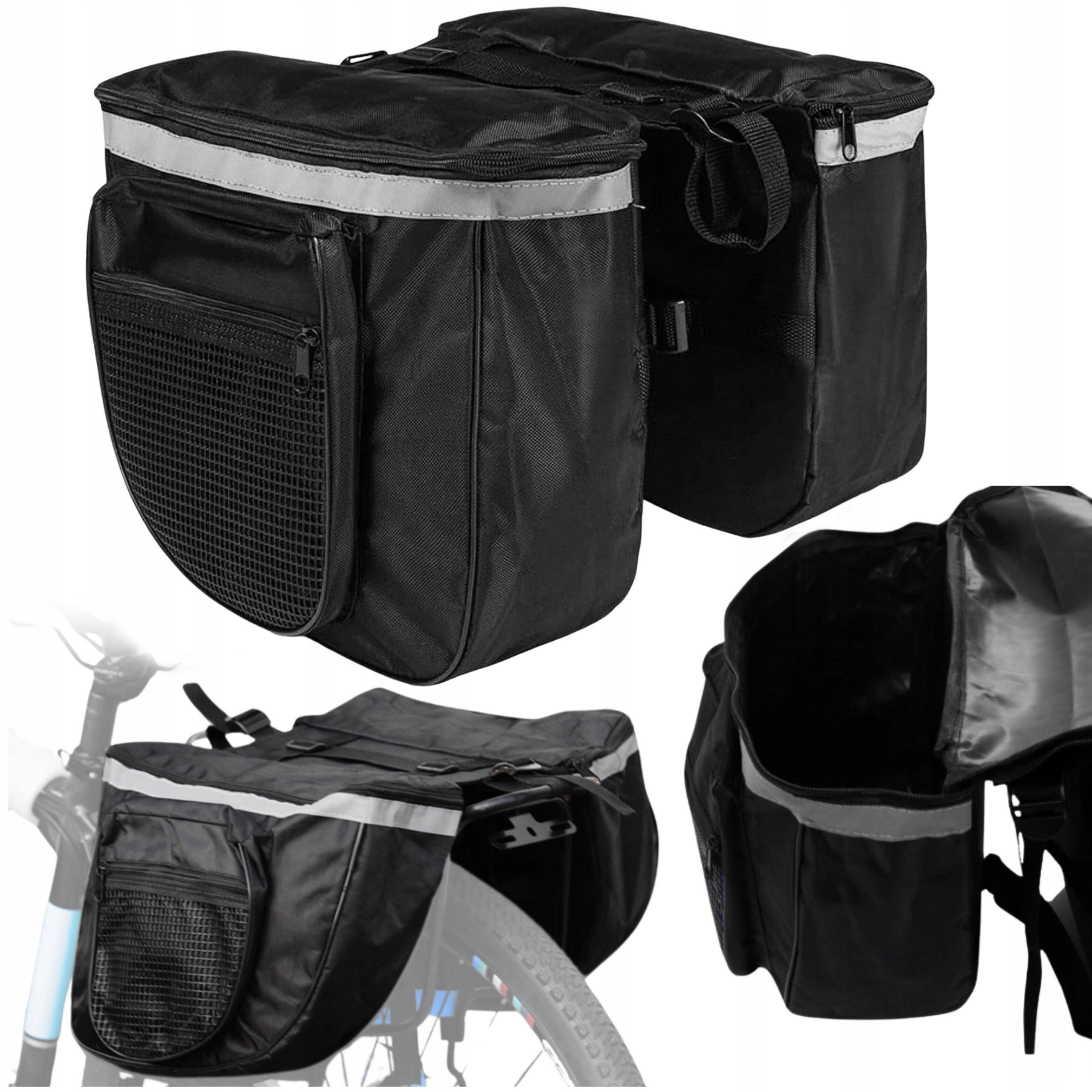 DOUBLE BICYCLE POUCH FOR TRUNK WATERPROOF BAG WITH REFLECTORS ROOMY