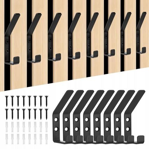 DOUBLE BLACK STEEL WALL HOOKS FOR PANELS 8 PIECES METAL Brand no brand