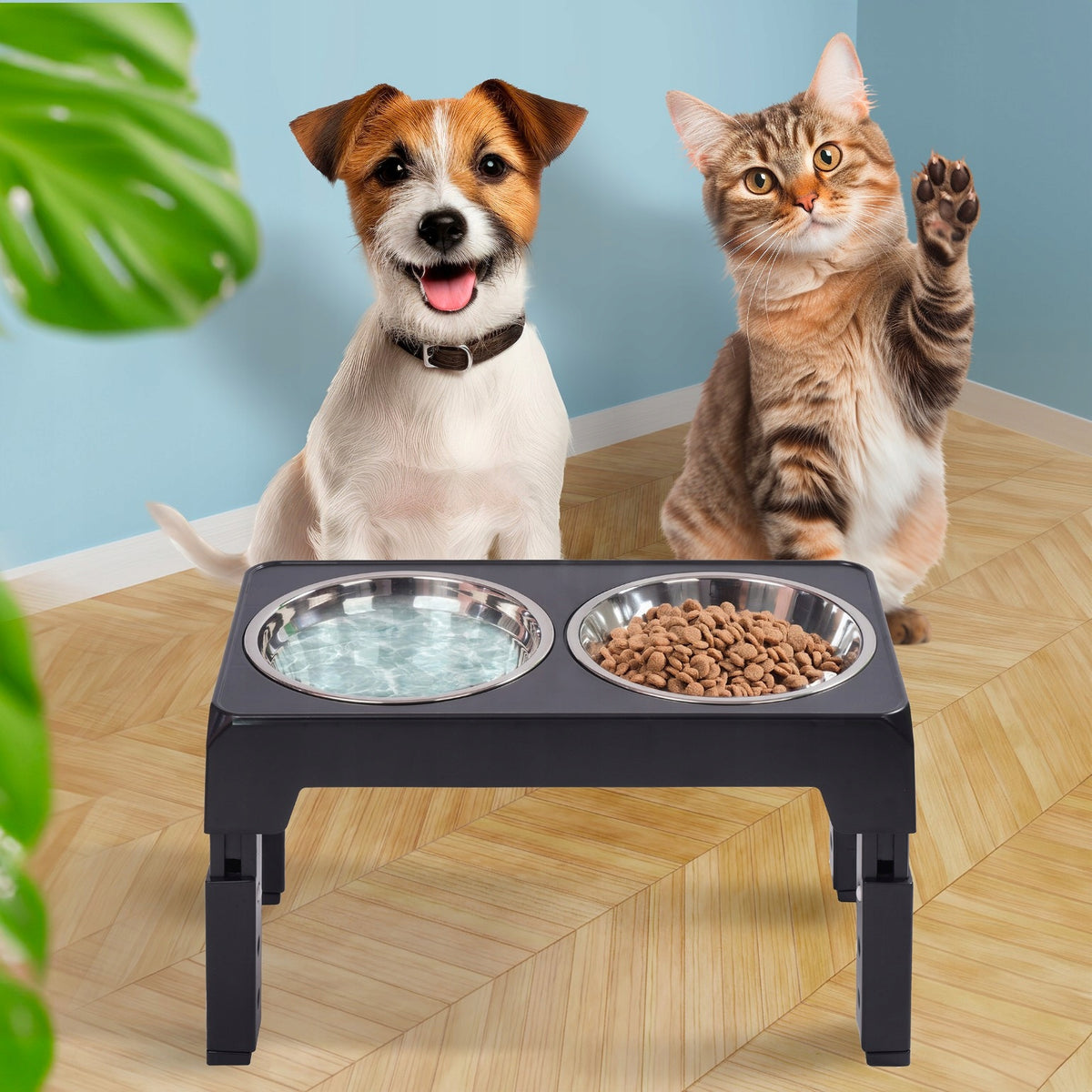 DOUBLE BOWL HEIGHT ADJUSTABLE FOR CAT DOG METAL Packaging status original