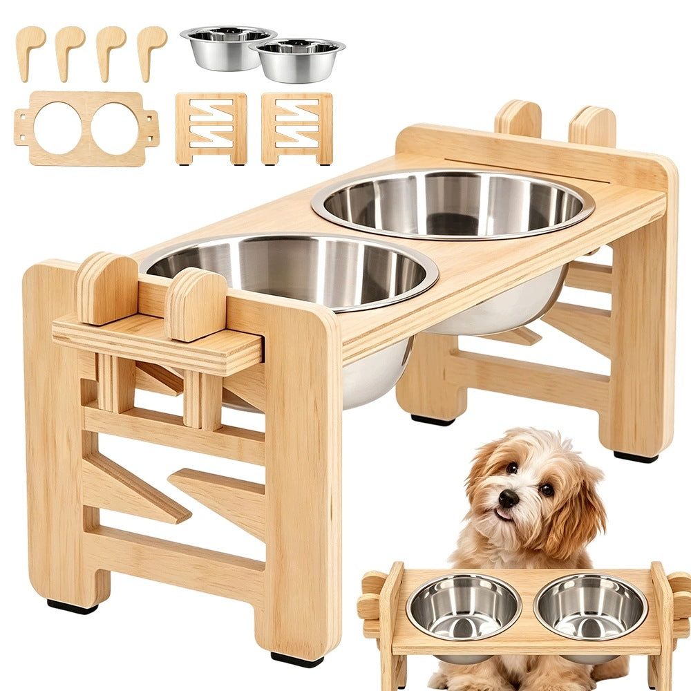 DOUBLE BOWL WITH EARS ADJUSTABLE HEIGHT FOR SMALL DOG CAT