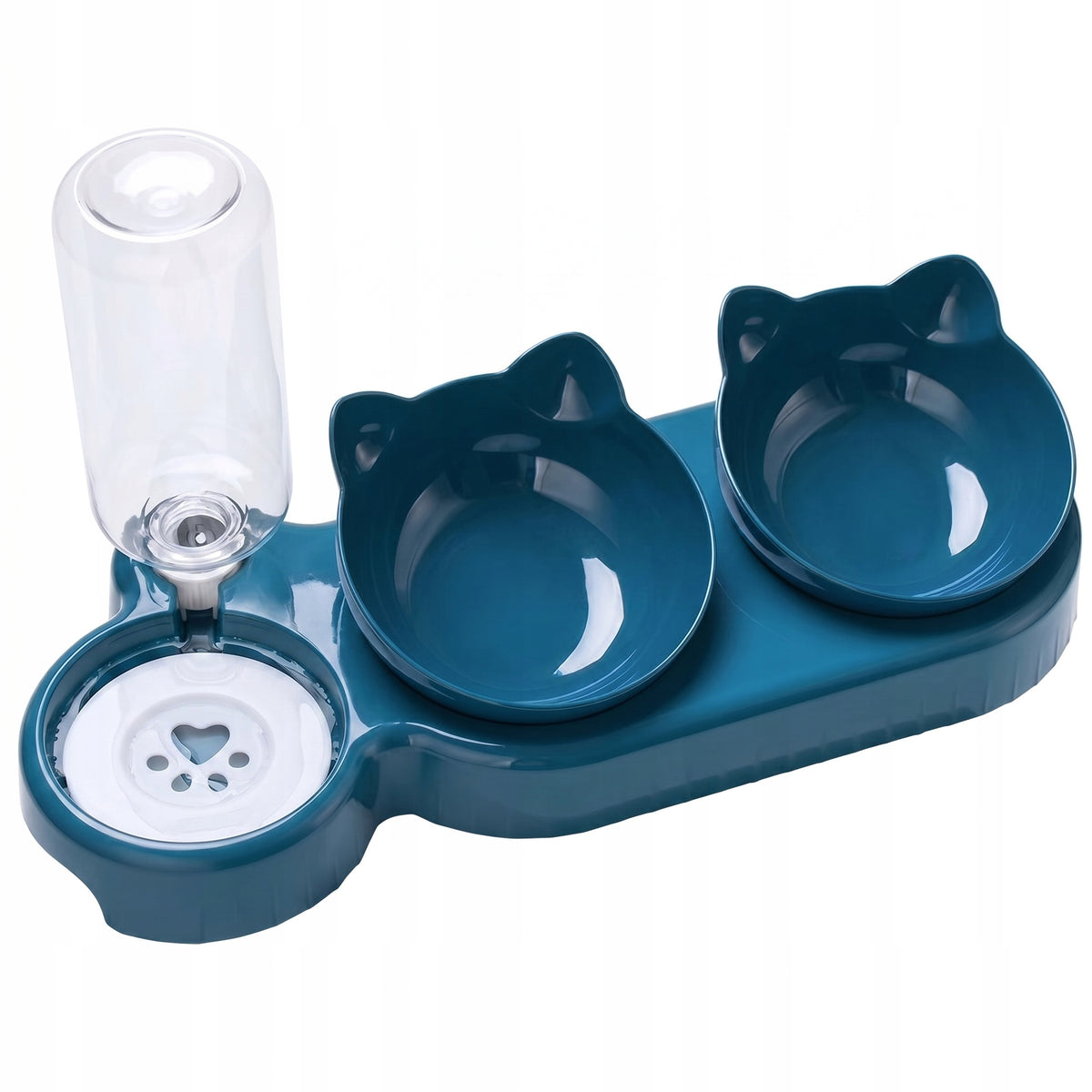 DOUBLE CAT DOG BOWL FOOD SET WITH WATER DISPENSER WATER BOTTLE 500ml