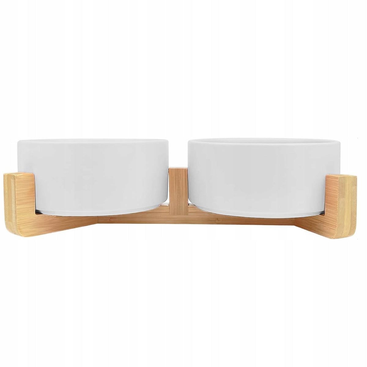 DOUBLE CERAMIC BOWL FOR DOG AND CAT WITH WOODEN BASE 2X400ML Brand no brand