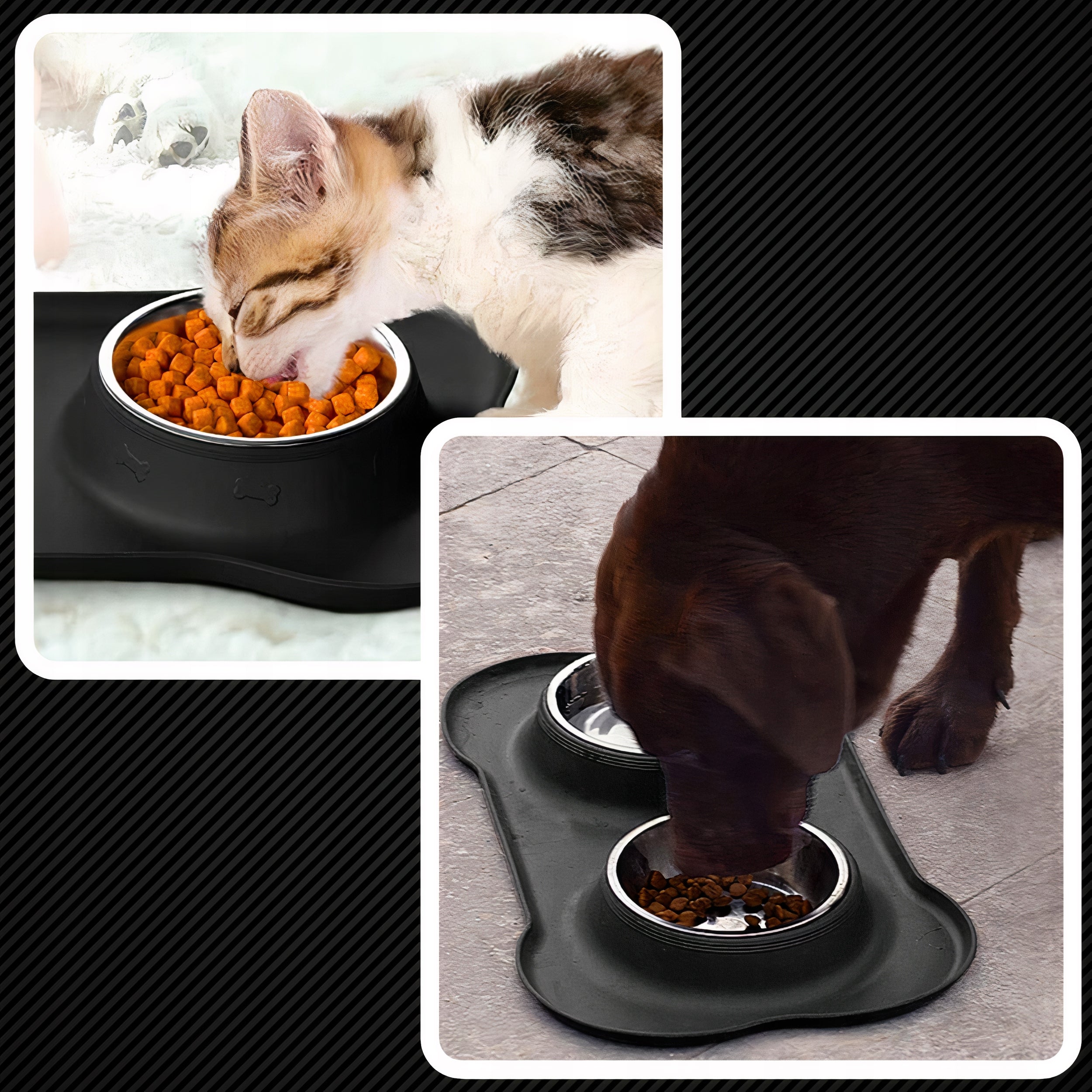DOUBLE DOG BOWL CAT NON-SLIP + BOWL PAD 2x450 ml Capacity 0.8 l
