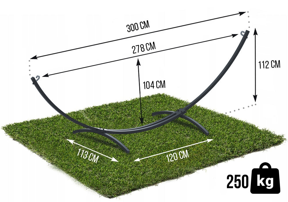 DOUBLE HAMMOCK RACK GARDEN HAMMOCK STAND METAL STRONG 250 KG Additional features mounting kit
