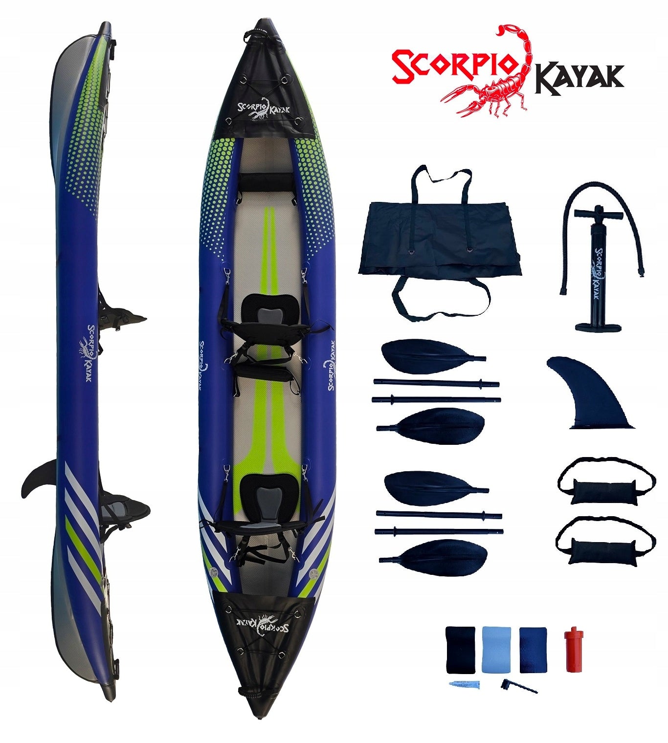 DOUBLE KAYAK PUMPED TOURIST STABLE HYBRID II SET OF TWO