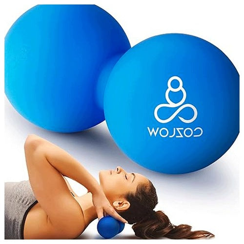 DOUBLE LACROSSE SILICONE MASSAGE BALL - COBALT BLUE - PEANUT SHAPE FOR TRIGGER POINT THERAPY