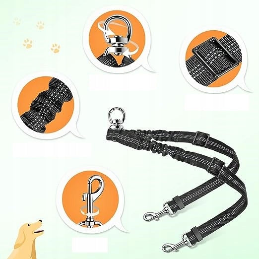 DOUBLE LEASH 2IN1 FOR TWO DOGS DOG WALK 360° Manufacturer code OBROTOWY REGULOWANY
